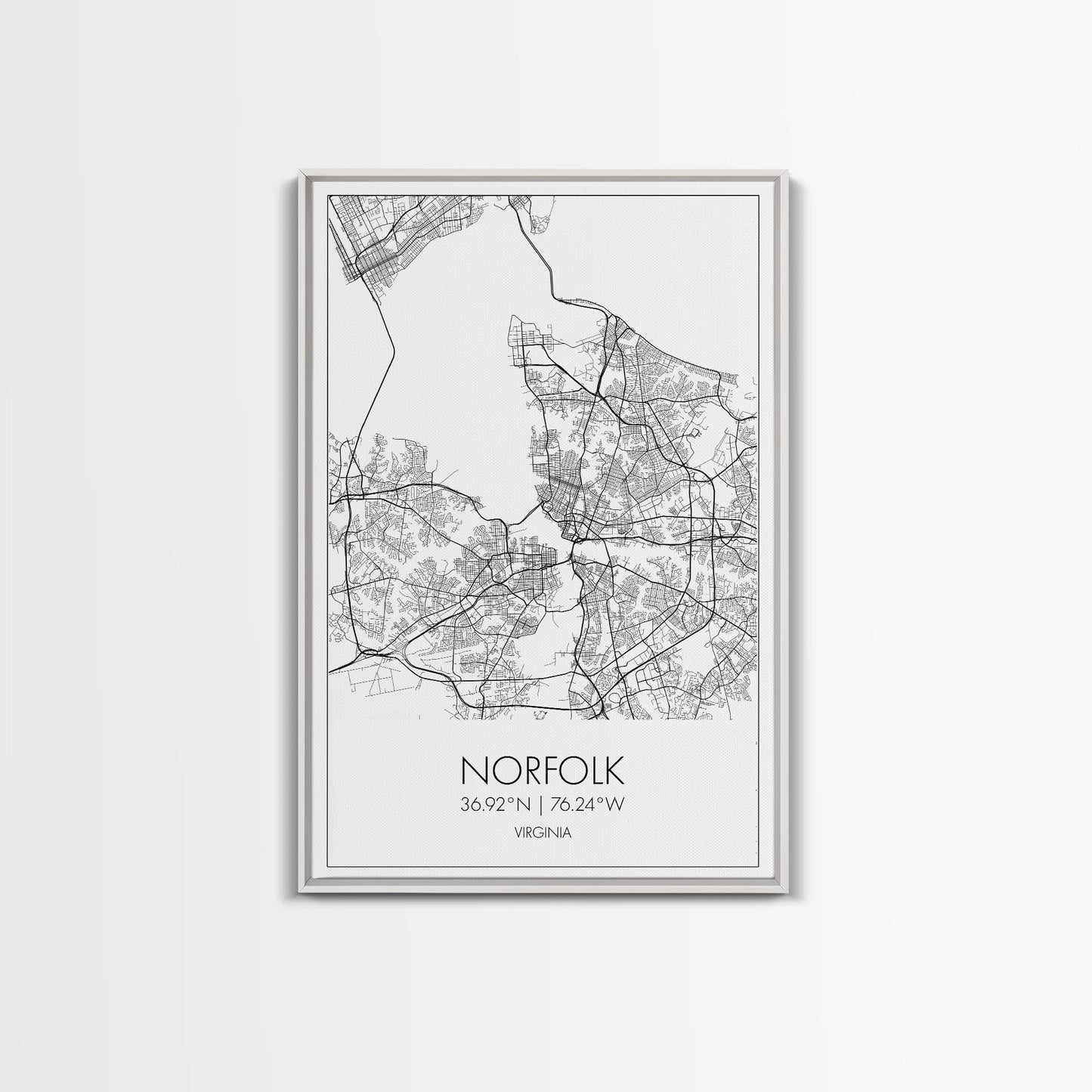 Norfolk Street Map, Virginia Map, City Map Art, Modern Art, Wall Art, Canvas Print, Bedroom Décor, College Student Gift, Travel Print