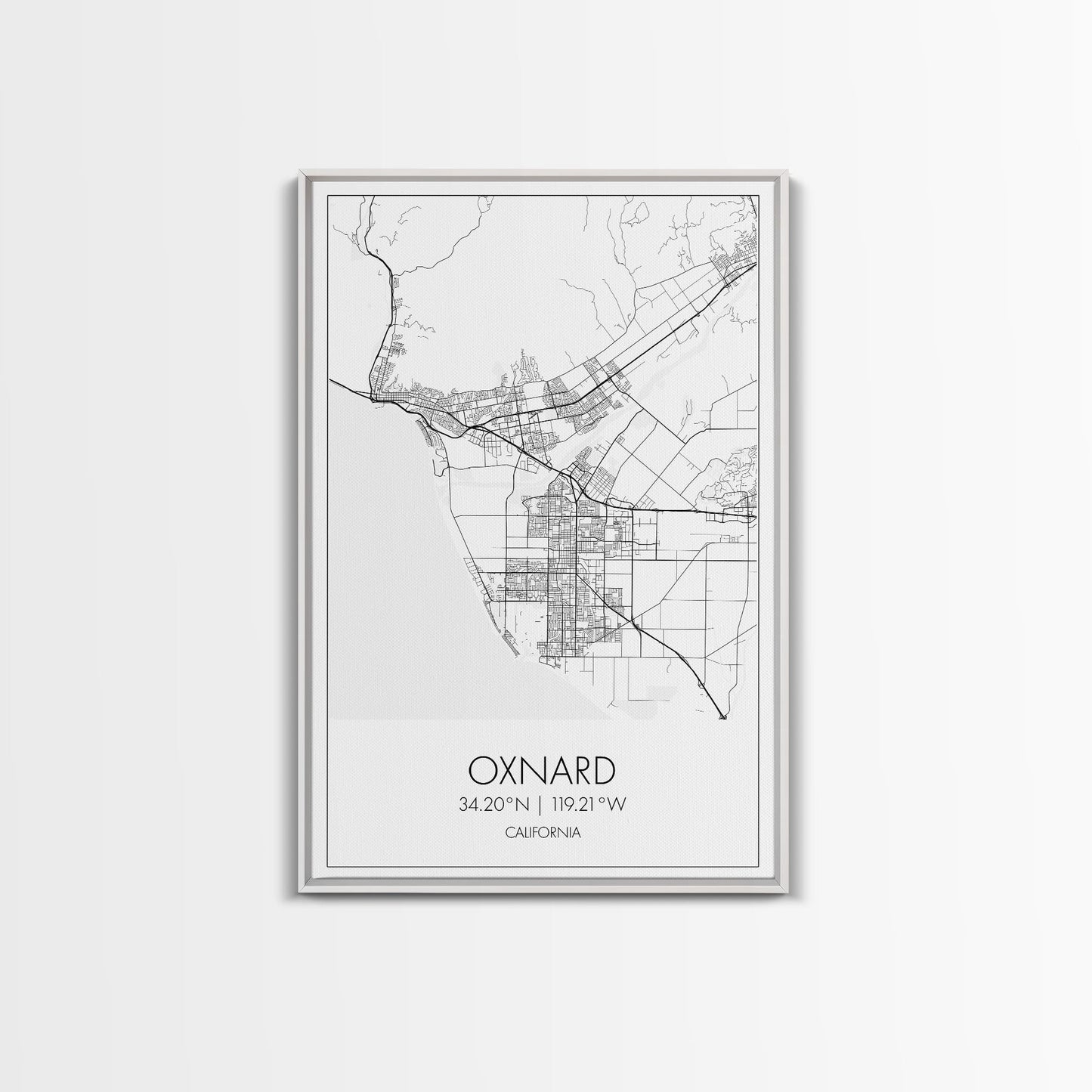 Oxnard Street Map, California Map, City Map Art, Minimalist Art, Wall Art, Canvas Print, Bedroom Print, Anniversary Gift, Travel Wall Print