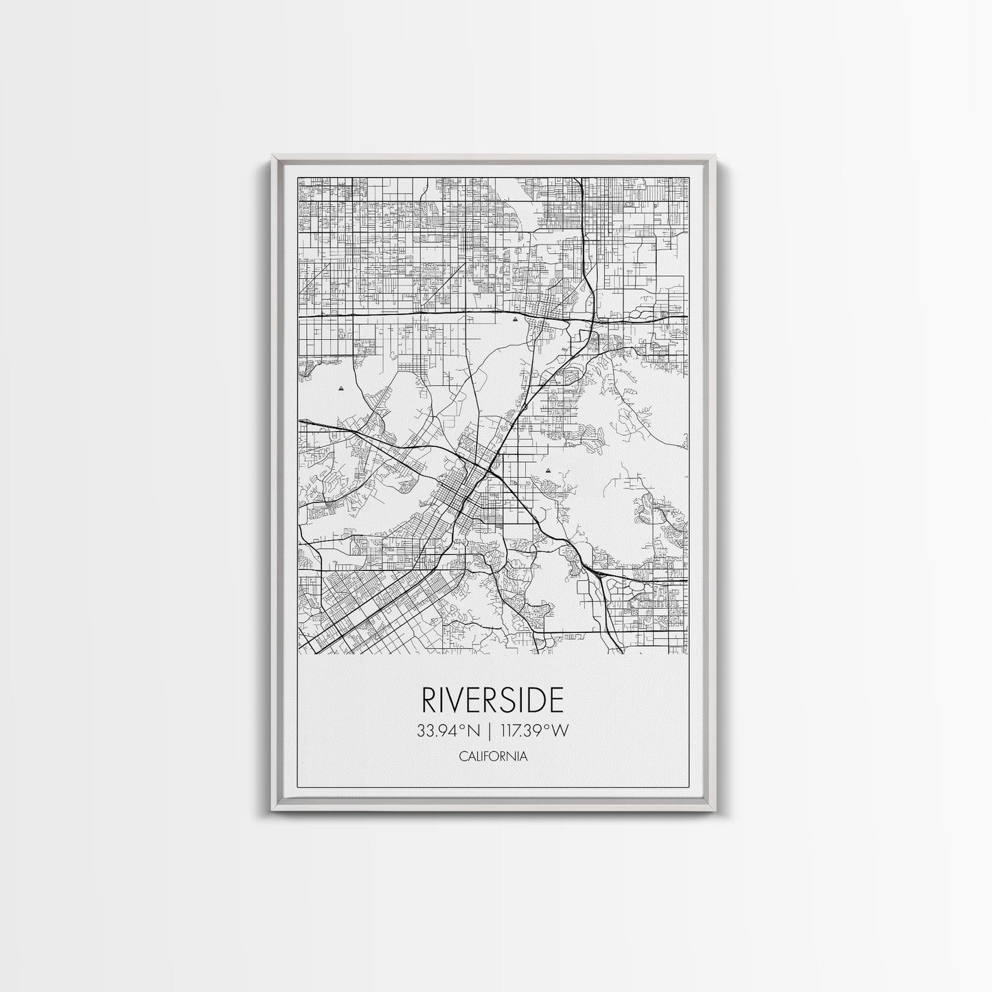 Riverside Street Map, California Map, City Map Art, Minimalist Art, Wall Art, Canvas Print, Unique Wall Décor, Boyfriend Gift, Travel Art