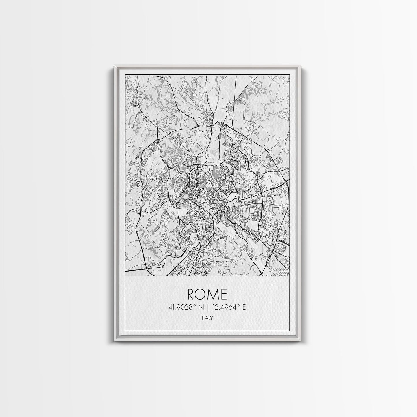 Rome Street Map, Italy Map, Europe City Map Art, Minimalist Art, Wall Art, Canvas Print, Girl Room Décor, Housewarming Gift, Travel Wall Art