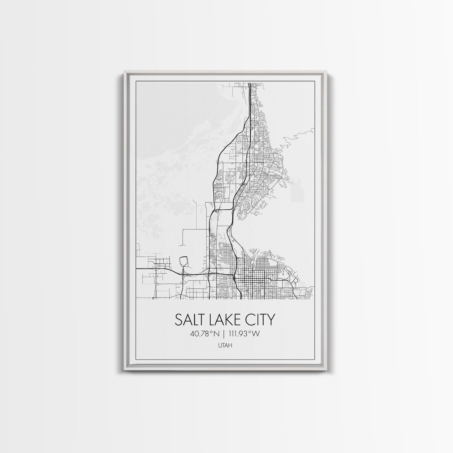 Salt Lake City Street Map, Utah Map, City Map Art, Minimalist Art, Wall Art, Canvas Print, Home Décor Wall Art, Friendship Gift, Travel Art