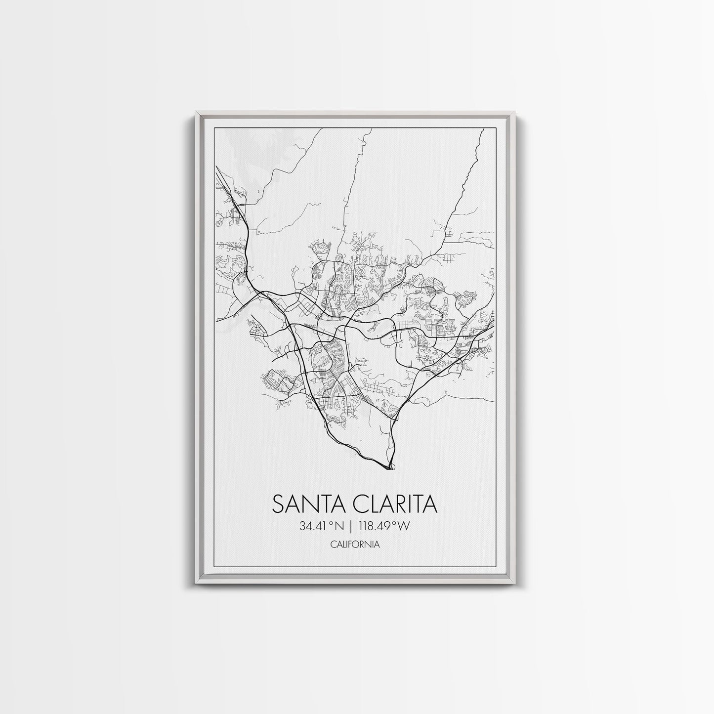 Santa Clarita Street Map, California Map, City Map Print, Minimalist Art, Wall Art, Canvas Print, Bedroom Wall Décor, Unique Travel Gifts