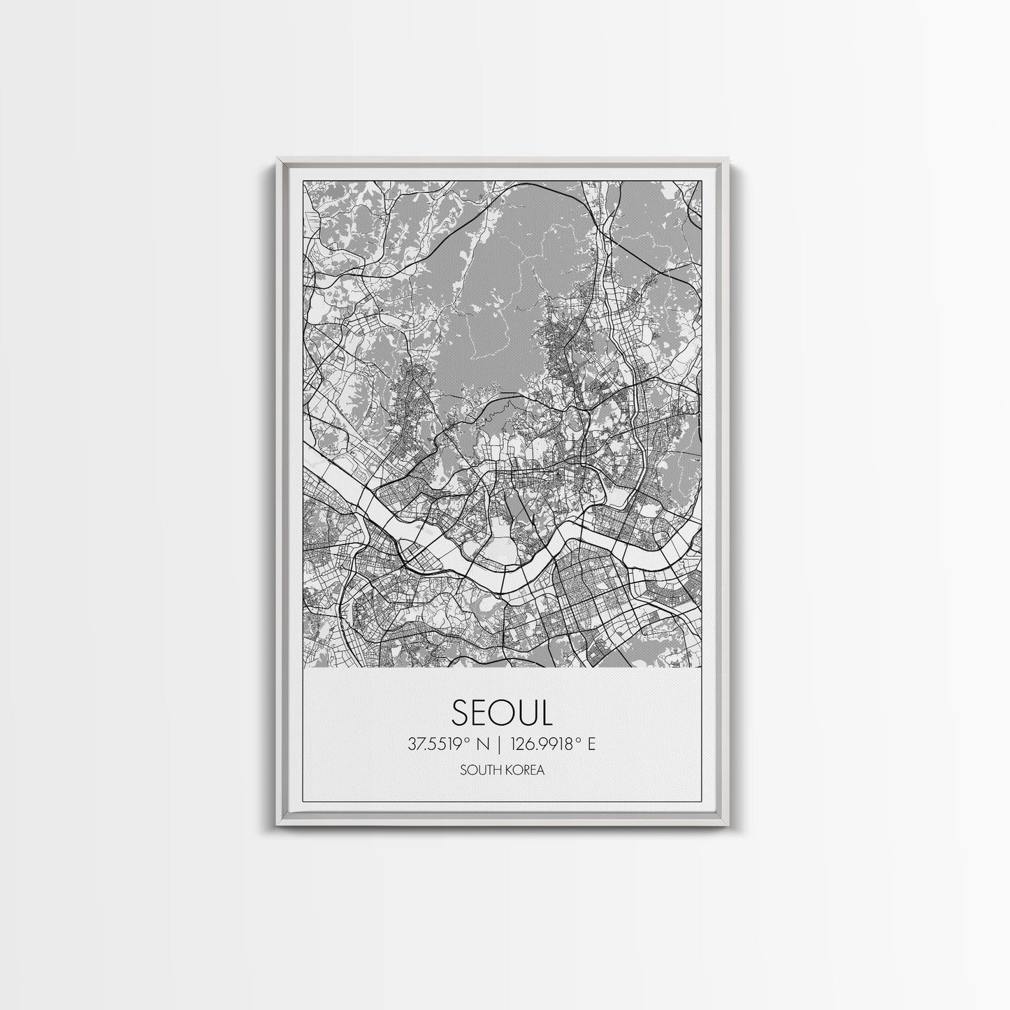 Seoul Street Map, South Korea Map, Asia City Map Print, Minimalist Art, Wall Art, Canvas Print, Travel Gift For Women, Travel Wall Décor