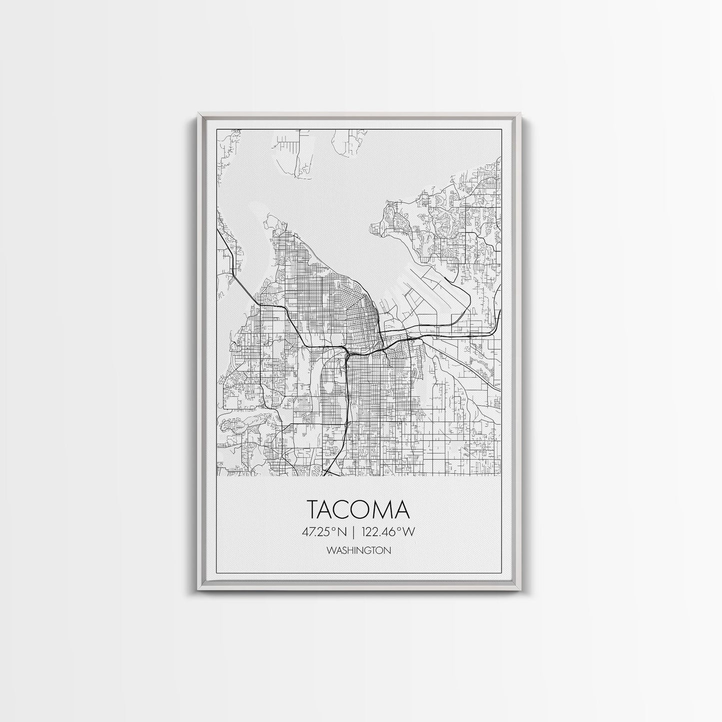 Tacoma Street Map, Washington Map, City Map Print, Modern Wall Art, Wall Art, Canvas Print, Wall Hanging, Housewarming Gift, Travel Art