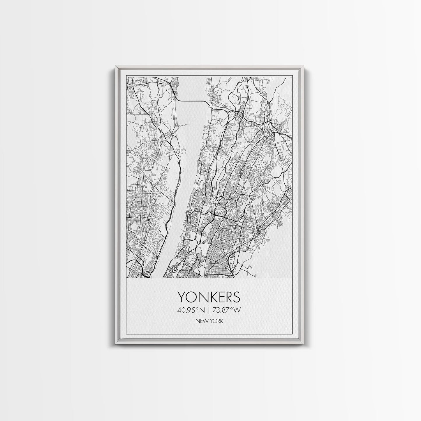 Yonkers Street Map, New York Map, City Map Print, Minimalist Art, Wall Art, Canvas Print, Travel Wall Art, Map Gift, Dorm Room Decor