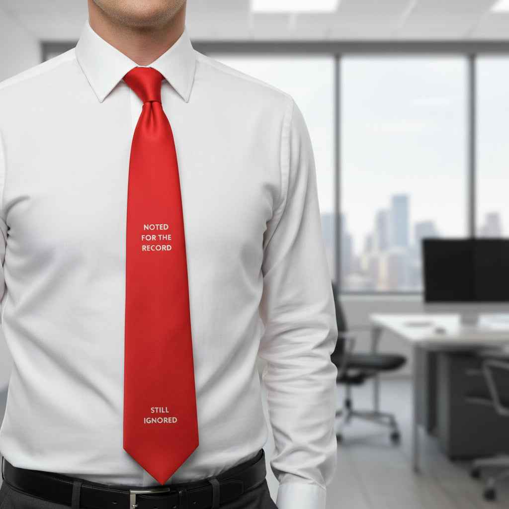 Noted for the Record / Still Ignored Red Necktie – Political Statement Tie, The Committee Meeting Collection