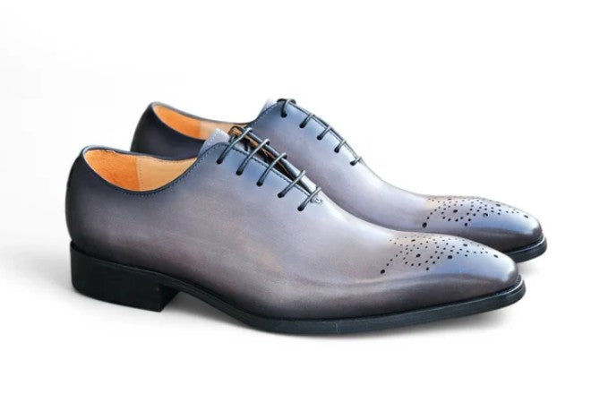 Carrucci Burnished Calfskin Oxford - Grey