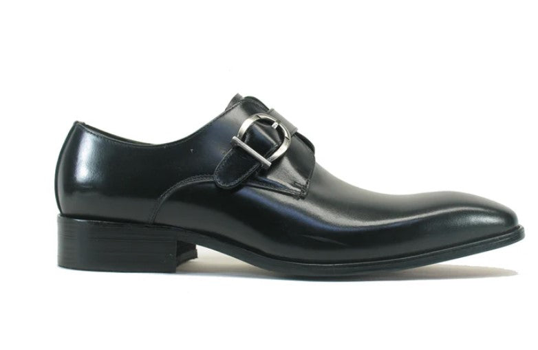 Carrucci Monkstrap Calfskin Shoes - Black