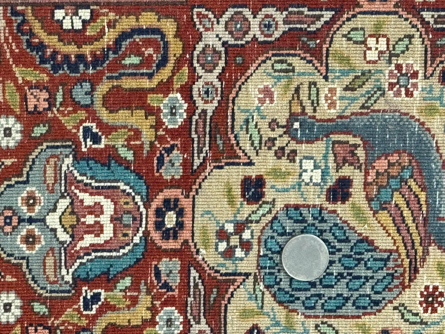 Wonderful Pak Persian Rug 9x12, Very Fine 260 KPSI, Floral Peacocks, Handmade Vintage Wool Rug
