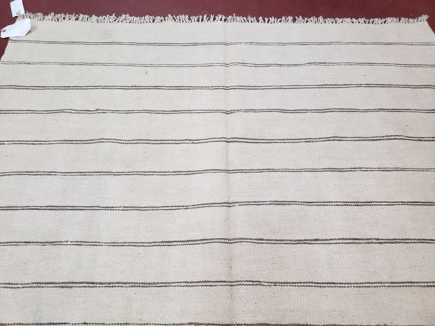 New Turkish Kilim Rug, Striped Area Rug, Southwestern Style, Off-white/Ivory Color, 5x8 Kilim Carpet, Hand-Knotted, Flatweave, Wool