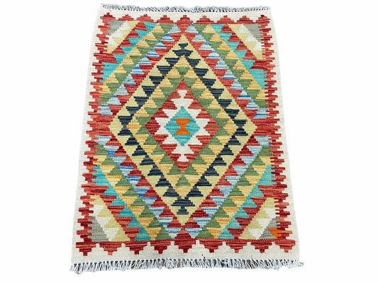 Small Kilim Rug 2x3 Colorful Turkish Kilim Accent Rug New Flatweave Wool Kilim Chobi Kilim Diamond Zigzag Playroom Rug