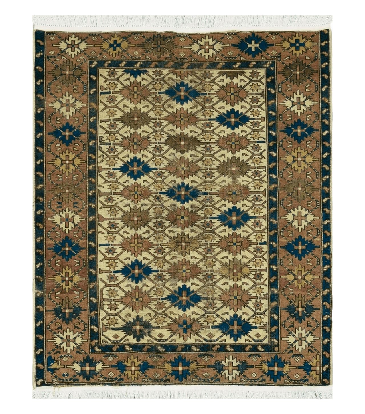 4' X 5' Antique Handmade Caucasian Kazak Shirvan Wool Rug Snow Flakes