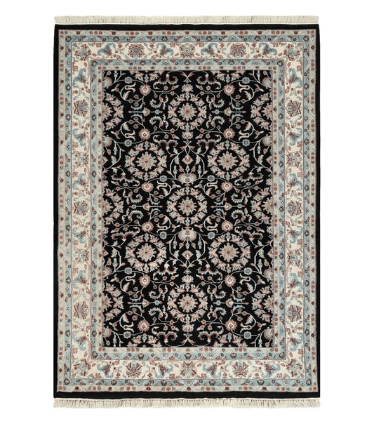 6' X 9' Handmade Indian Agra Wool Rug Carpet Vegetable Dyes Black