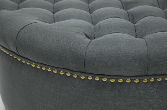 Baxton Studio Iglehart Gray Linen Modern Tufted Ottoman