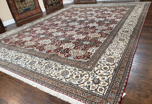 Persian Nain Rug 11x15 – Wool on Silk, Hand-Knotted, Signed Masterpiece