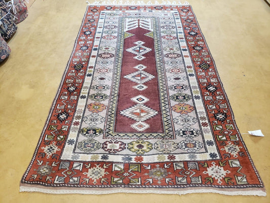 4x8 Turkish Rug - Turkish Oriental Carpet - Tribal Rug - Talesh Rug - Hand Knotted Wool Area Rug 4' 4" x 7' 6" Bedroom Rug Vintage