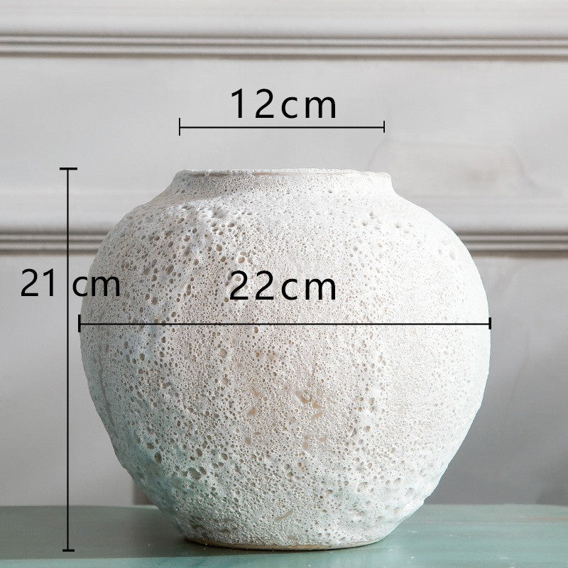 Living Room Flower Arrangement Ceramic Retro Pottery Pot Coarse Pottery Vase