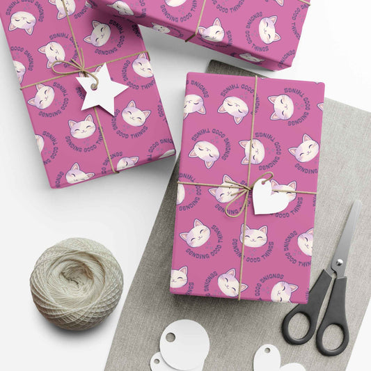 Sending Good Things Cat Gift Wrap – Pink All-Occasion Wrapping Paper