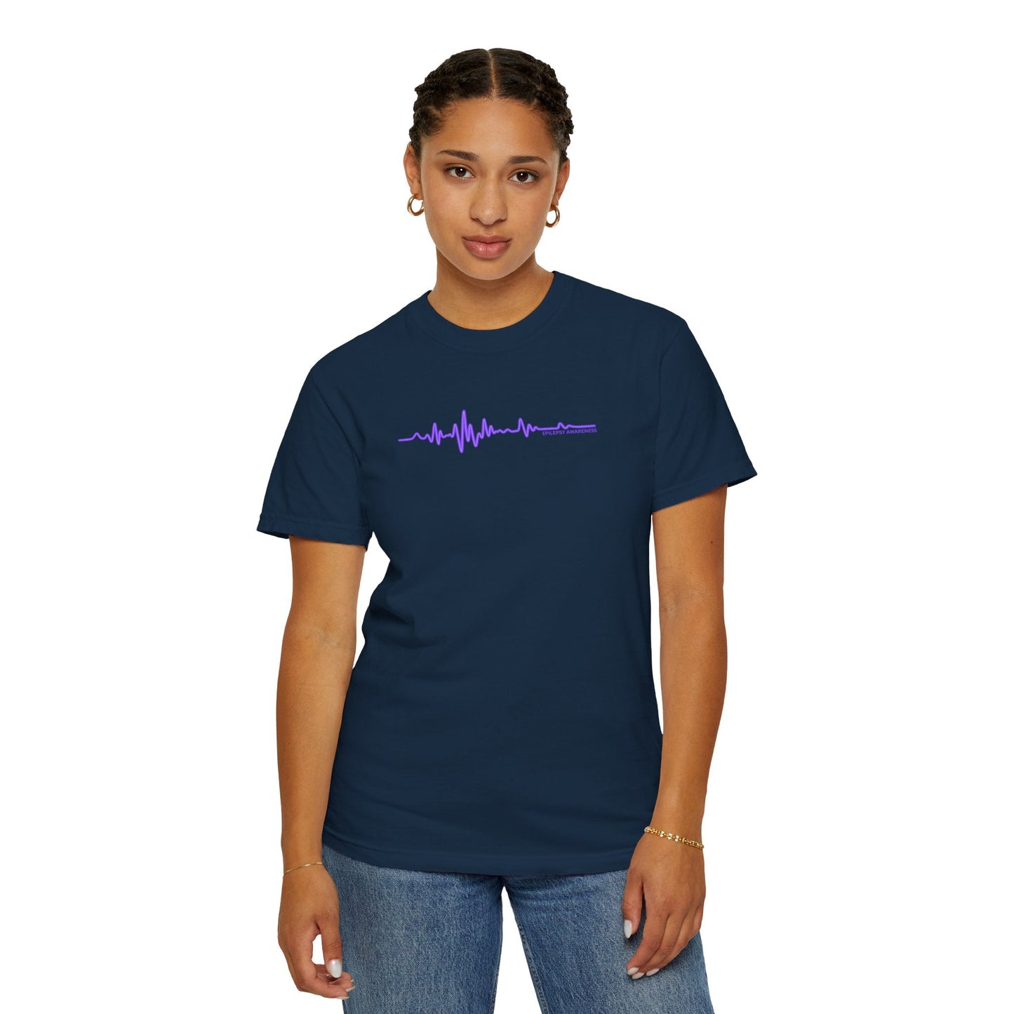 Minimalist Epilepsy Awareness EEG Wave Unisex T-Shirt – Purple Line Design