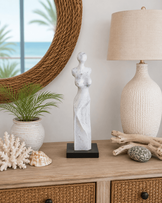 Hand-Carved Abstract Female Sculpture (blue)