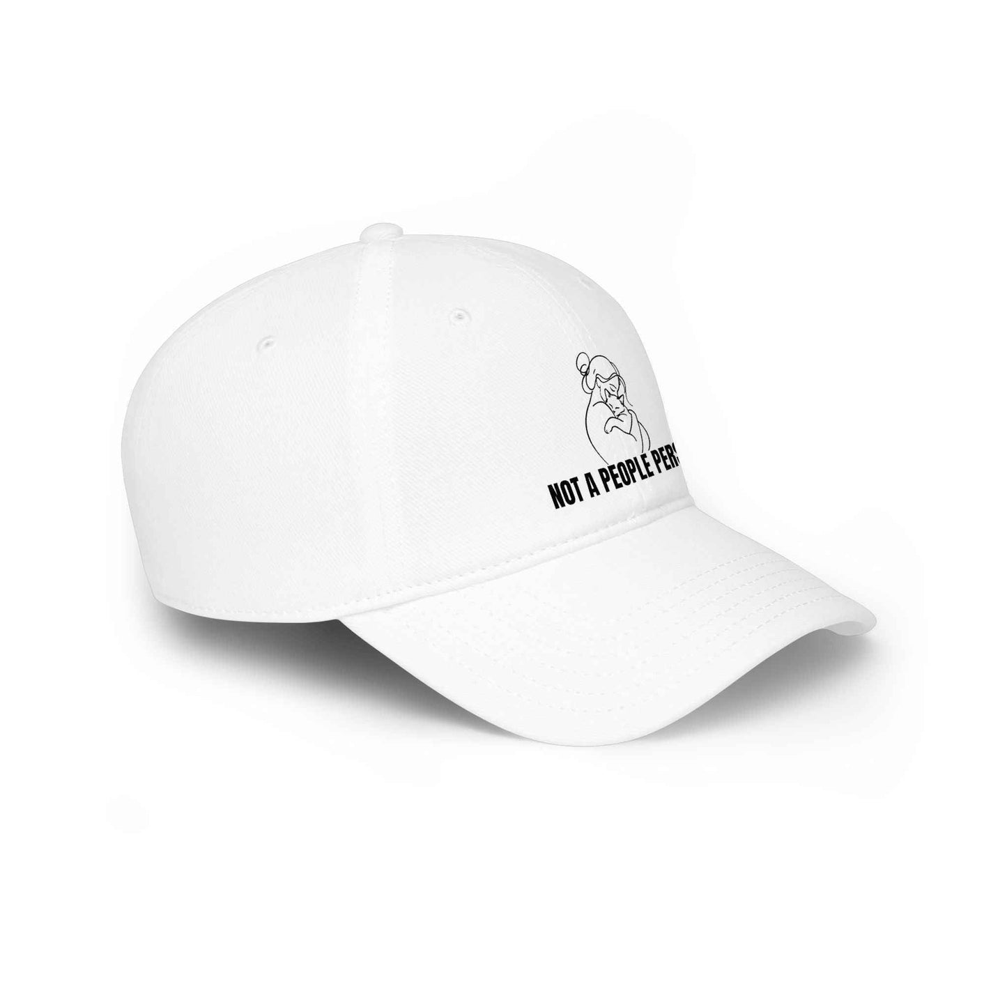 “Not a People Person” Cat Line Art Hat – Low Profile Cotton Cap (Unbothered Edition)