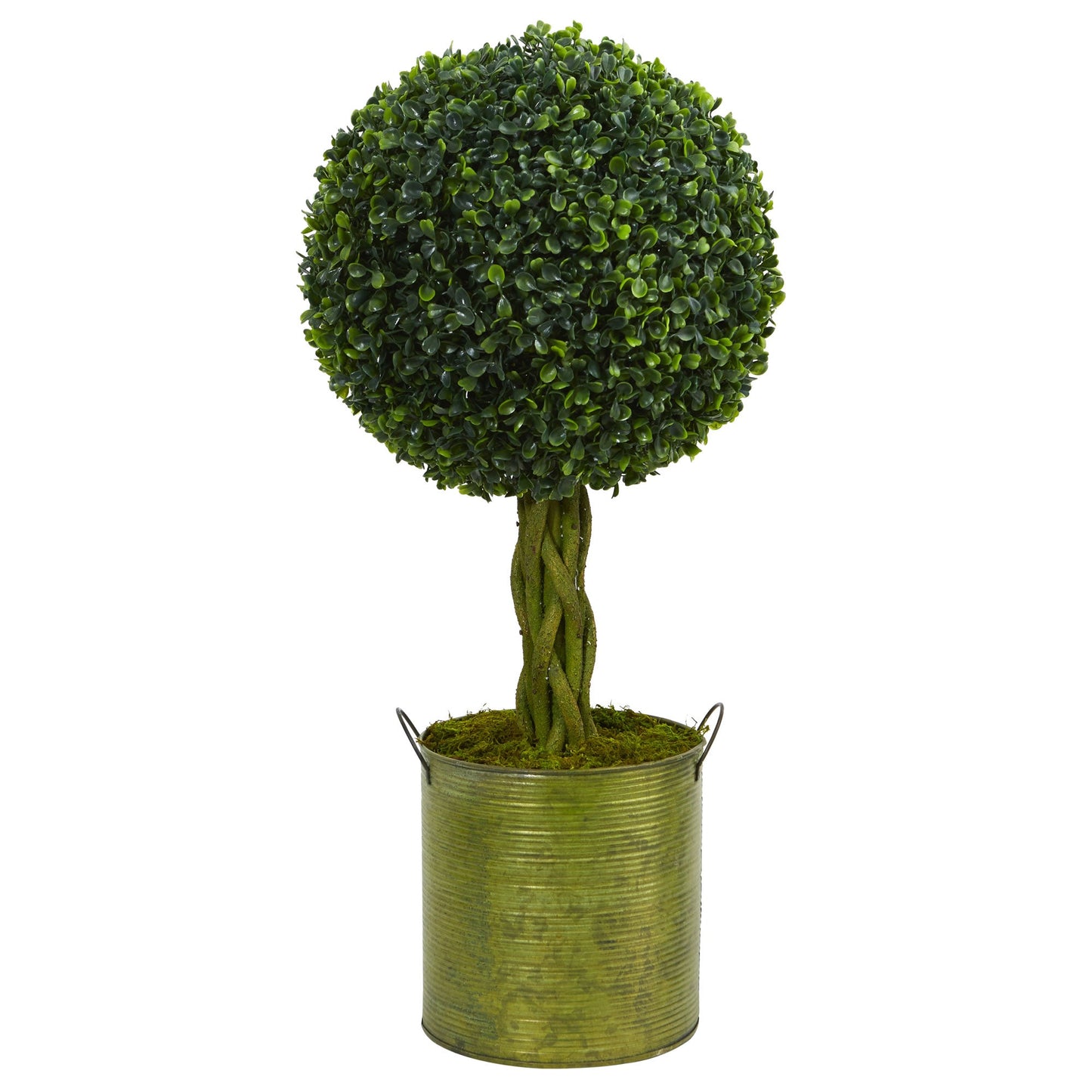 2'Boxwood Ball Topiary Artificial Tree in Green Tin UV Resistant (Indoor/Outdoor)