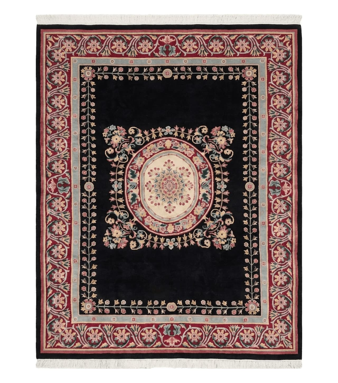 9' X 12' Decorative Chinese Aubusson Hand Knotted Pile Wool Rug Black Nice