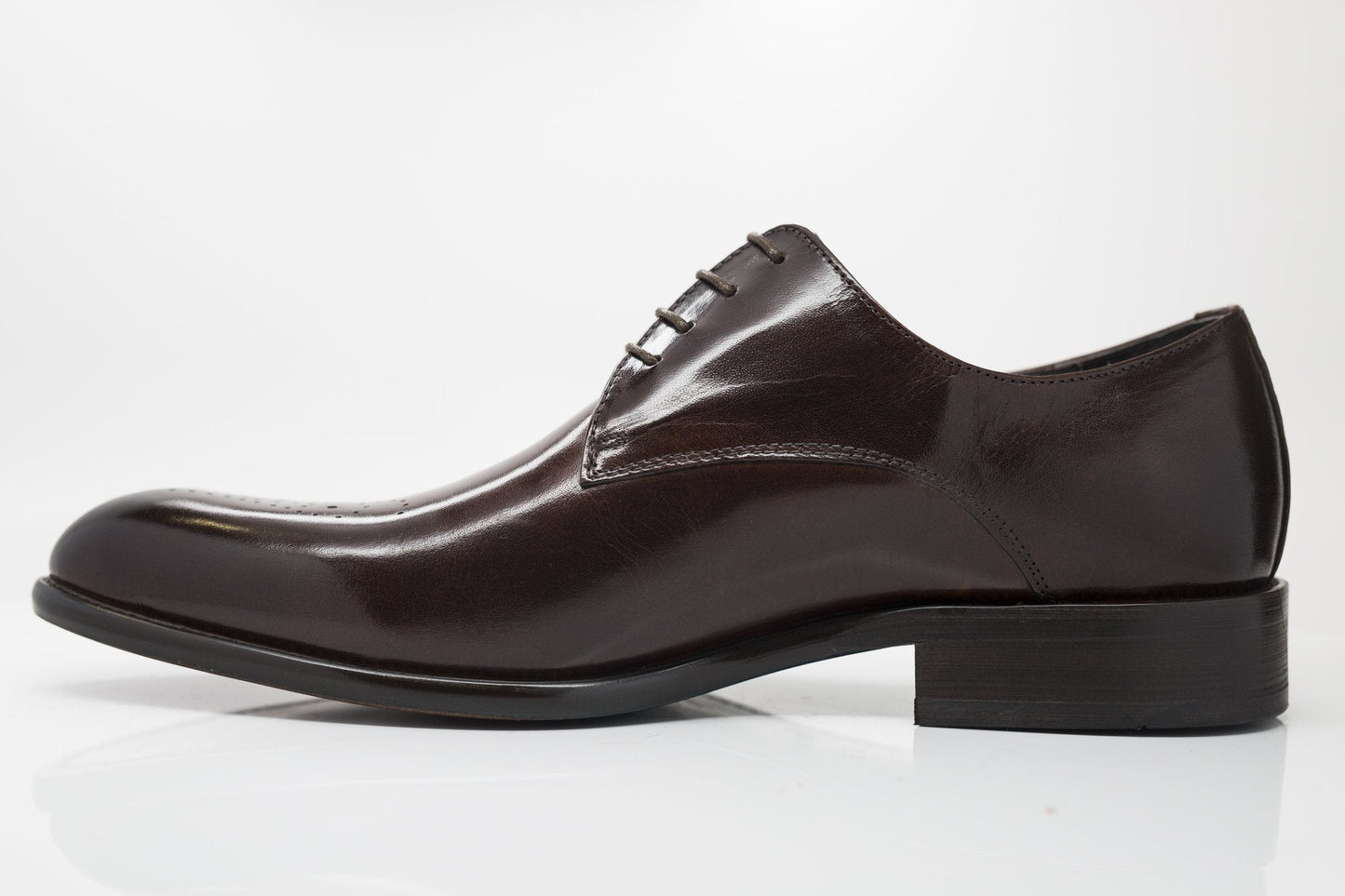 Carrucci Burnished Calfskin Oxford - Chestnut