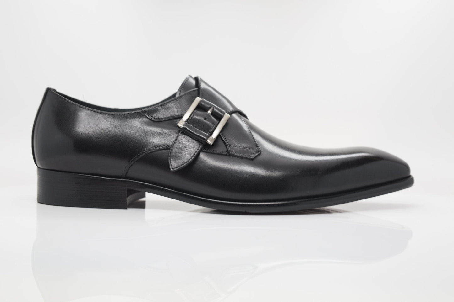 Carrucci Monkstrap Calfskin Shoes - Black