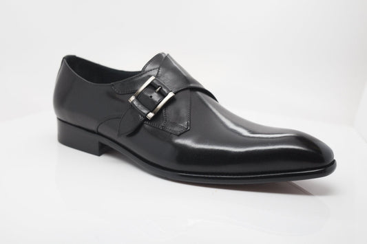 Carrucci Monkstrap Calfskin Shoes - Black