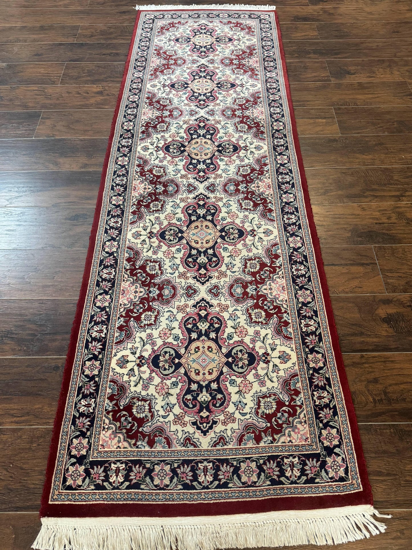 Sino Persian Runner Rug 2.7 x 8, Floral, Handmade, 250 KPSI