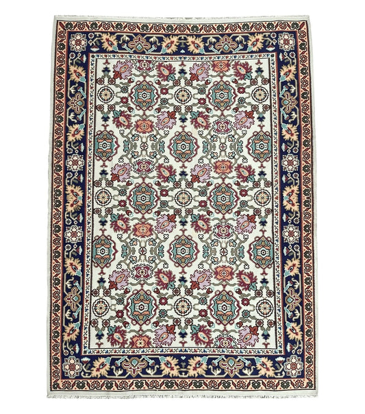 Antique Turkish Kilim Rug 7x10 Allover Pattern, Ivory Cream Maroon Light Blue, Wool Flatweave Hand Woven, Large Kilim, Vintage Kilim Carpet