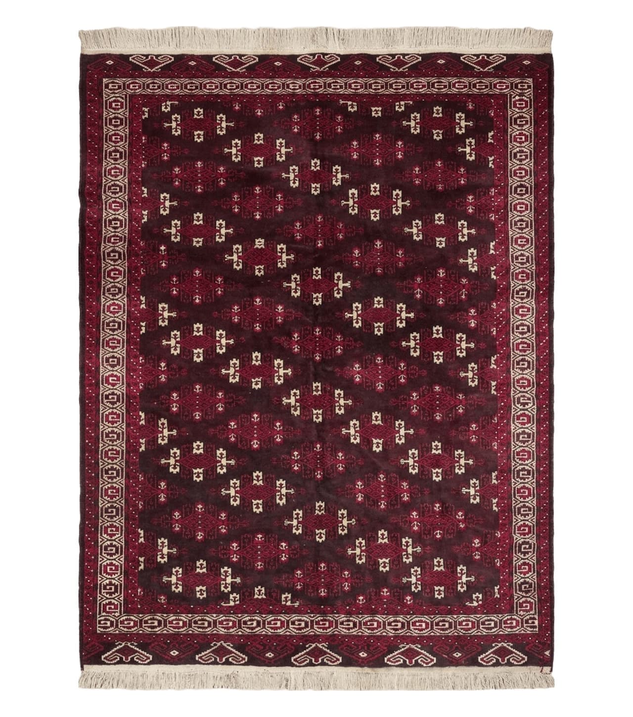 7' X 10' Antique Handmade Yamud Turkoman Wool Rug Excellent
