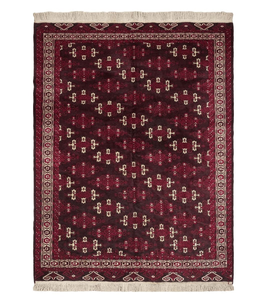 7' X 10' Antique Handmade Yamud Turkoman Wool Rug Excellent