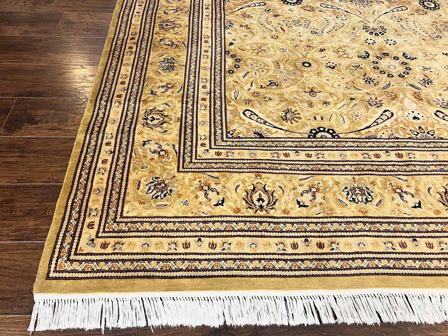 Pak Persian Rug 8x10, Wool Hand Knotted Vintage Carpet, Safavieh Rug, Gold Tan, 270 KPSI