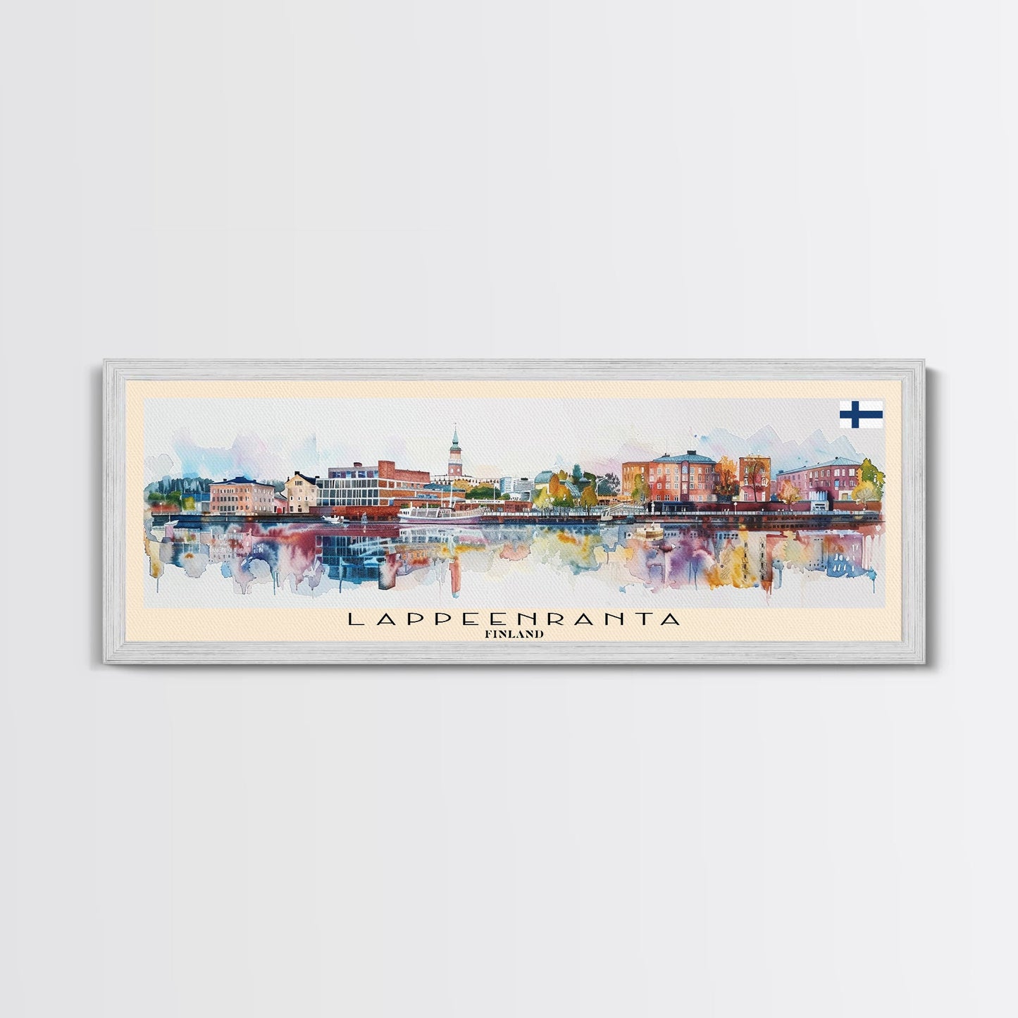 Lappeenranta Finland Panoramic Travel Poster, Framed Canvas Print or Metal Wall Art, Travel Art, Home Decor, Panoramic Painting, Midcentury Art