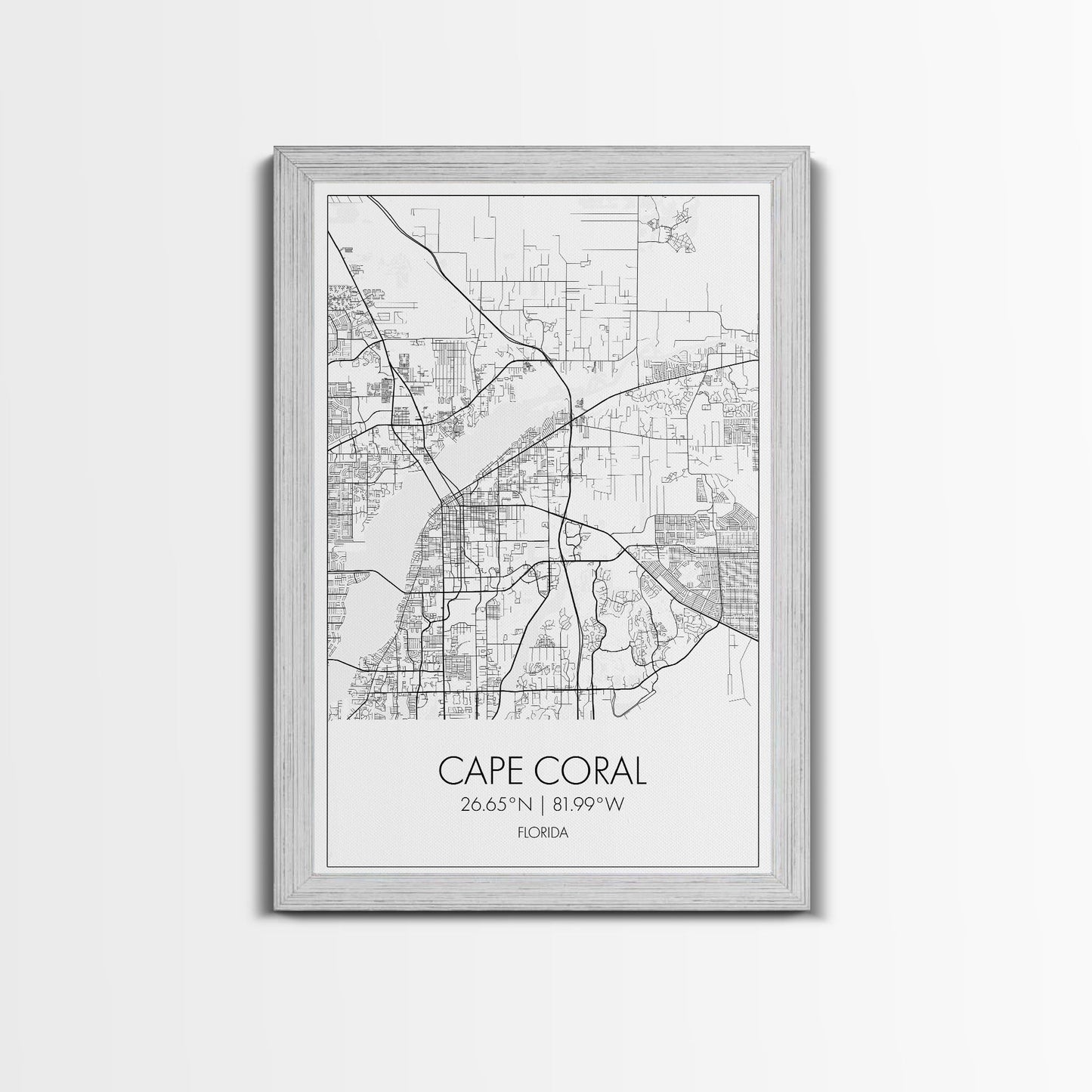 Cape Coral Street Map, Florida Map, City Map Art, Modern Art, Wall Art, Canvas Print, Canvas Wall Art, Travel Gifts For Men, Apartment Décor