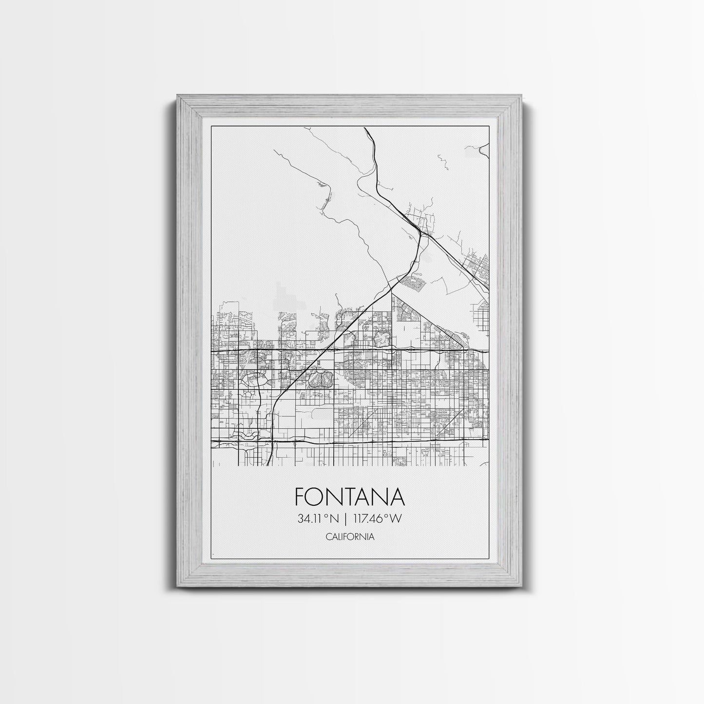 Fontana Street Map, California Map, City Map Art, Minimalist Art, Wall Art, Canvas Print, Unique Wall Art, Travel Décor, Travel Gift For Men