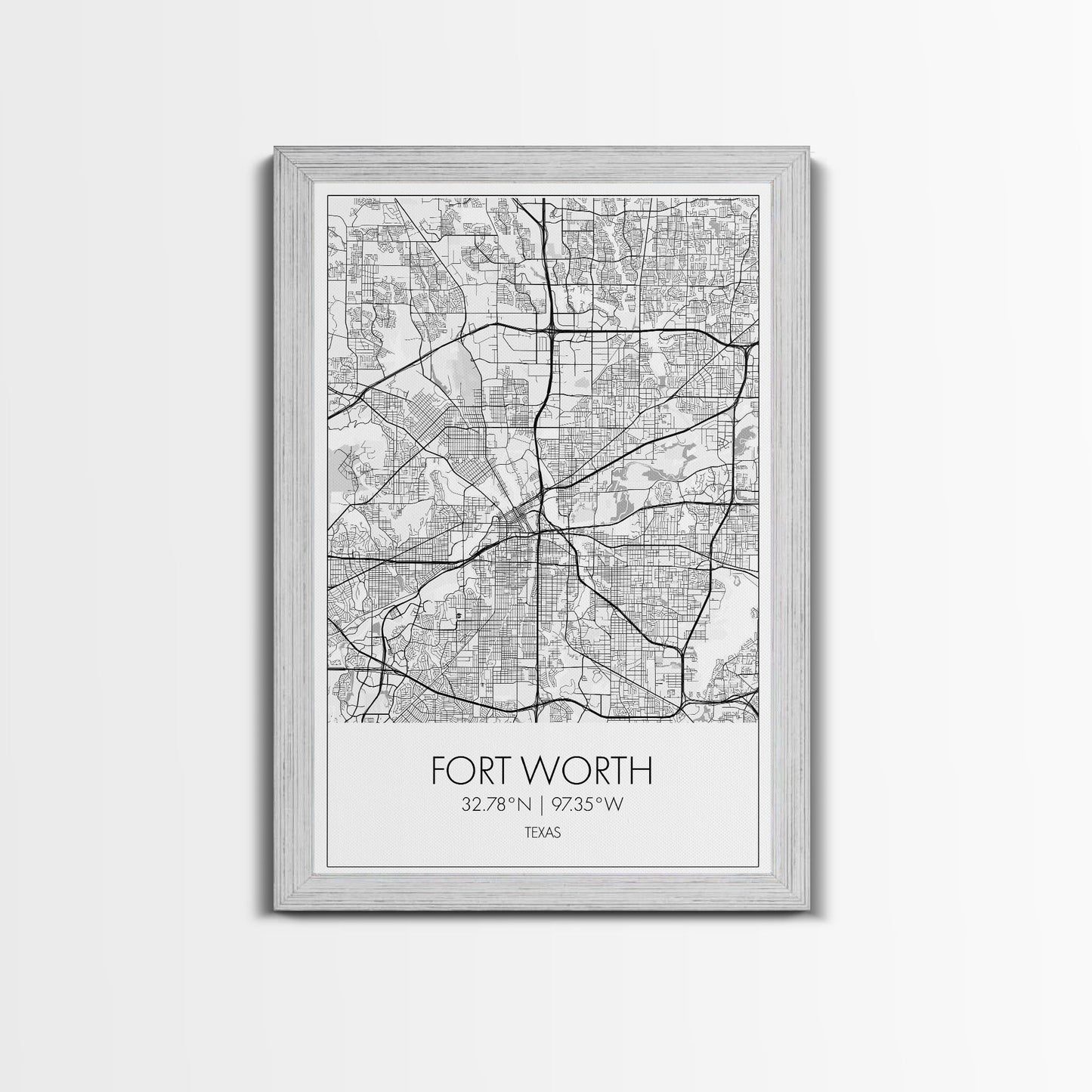 Fort Worth Street Map, Texas Map, City Map Art, Minimalist Art, Wall Art, Canvas Print, Travel Wall Art, Gifts For Women, Man Cave Décor