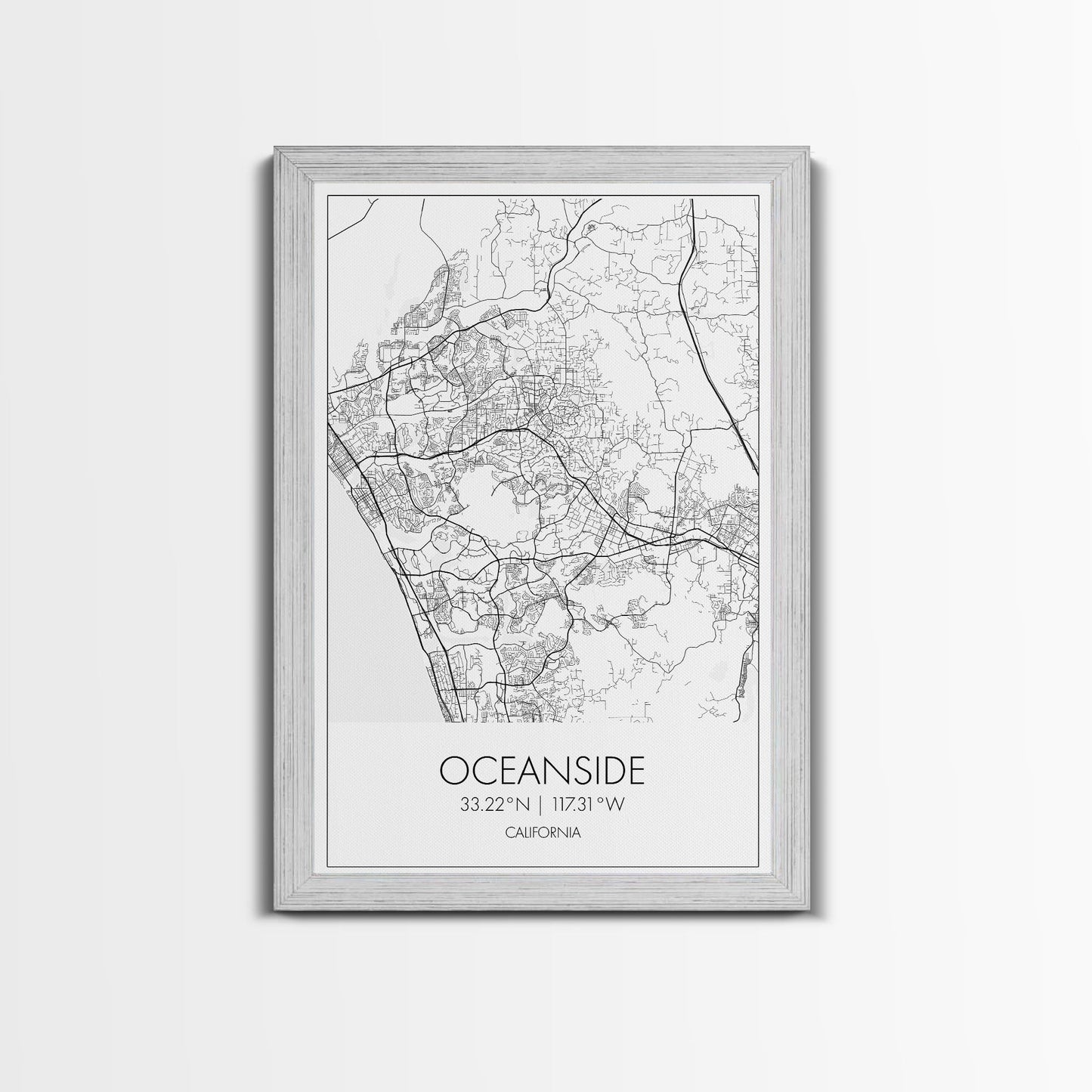 Oceanside Street Map, California Map, City Map Art, Modern Art, Wall Art, Canvas Print, Bedroom Wall Décor, Wedding Gift, Travel Wall Art