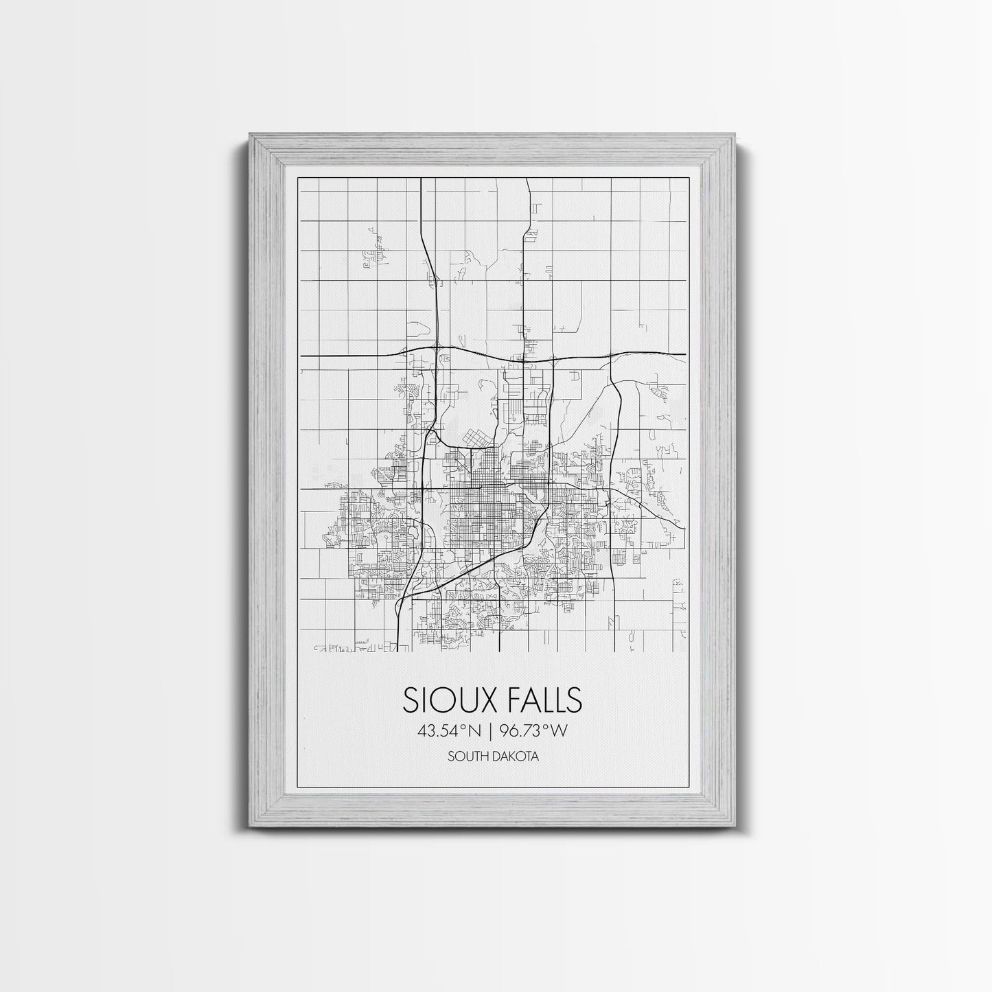 Sioux Falls Street Map, South Dakota Map, City Map Print, Minimalist Art, Wall Art, Canvas Print, Dorm Room Décor, Gifts For Her