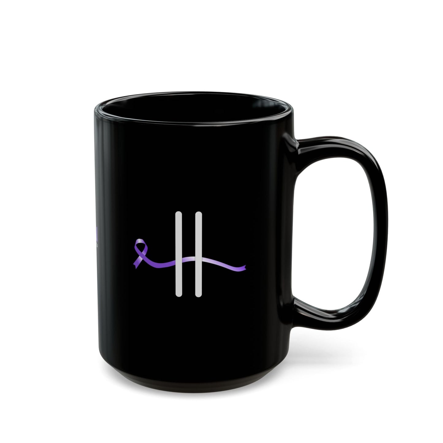 Pause for Epilepsy Awareness Purple Ribbon Black Ceramic Mug (11oz & 15oz)