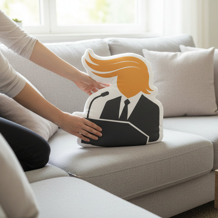 Podium Swoop Pillow — Statement Delivered, Words Optional