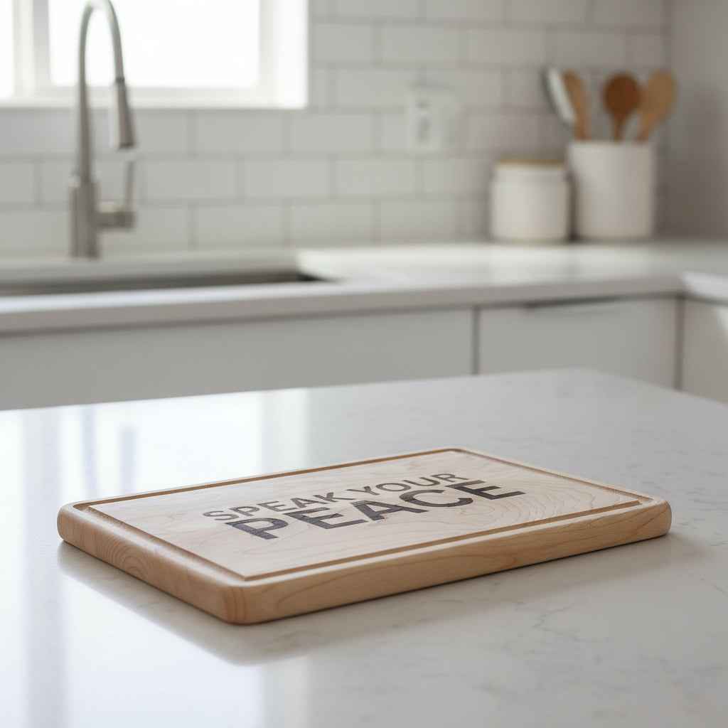 Engraved "Speak Your Peace" Wooden Cutting Board