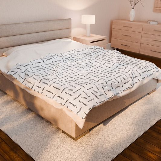 Black & White Freedom Velveteen Plush Blanket – Ultra-Soft Comfort Throw