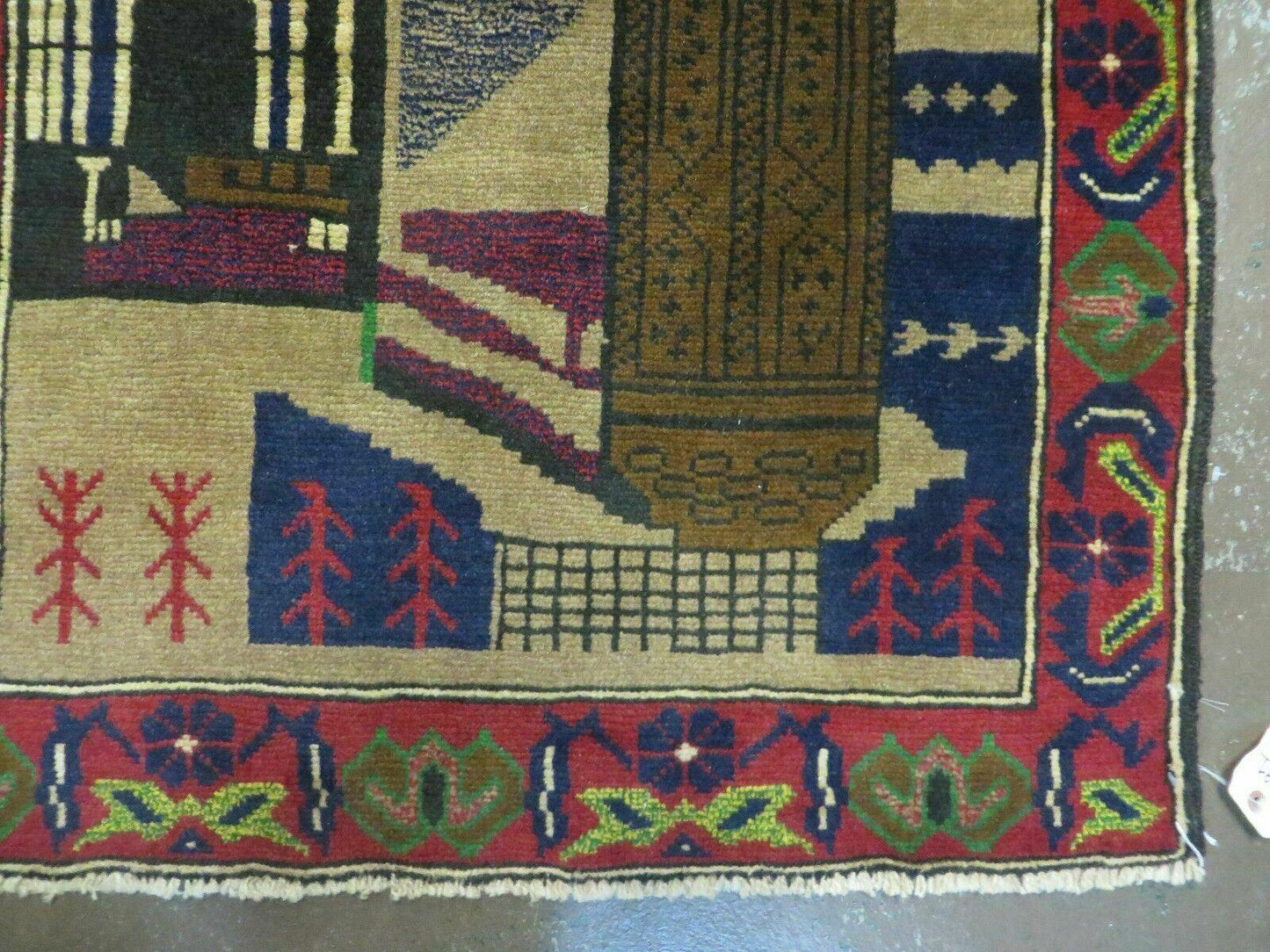 3' X 4' New Vintage Handmade Afghan Balouch Tribal Wool Pictorial Rug # 281