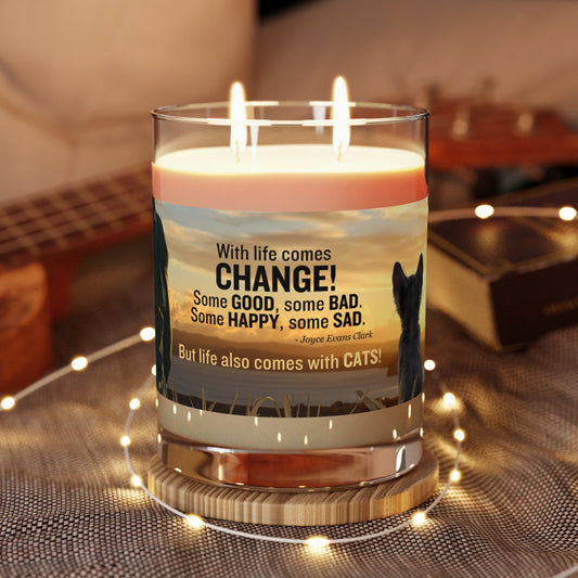 Life Comes with Cats Candle | Funny Inspirational Cat Lover Candle