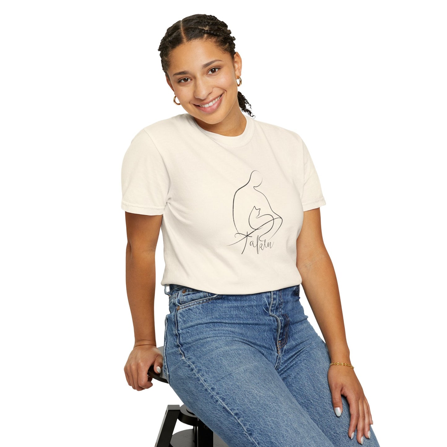 Taken | Abstract Person & Cat Line Art T-Shirt