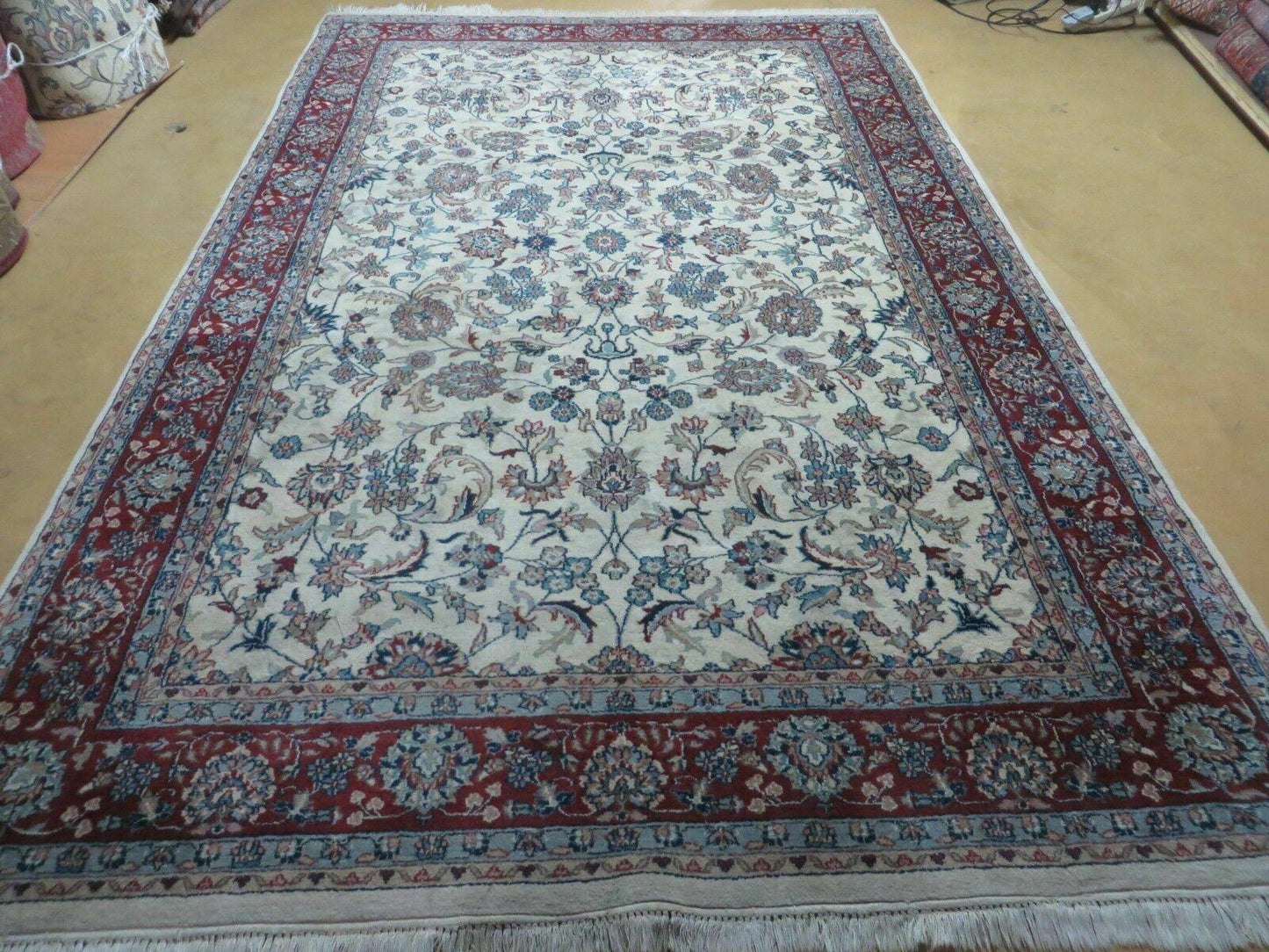 6' X 9' Vintage Handmade Fine Chinese Floral Oriental Wool Rug Carpet Beige