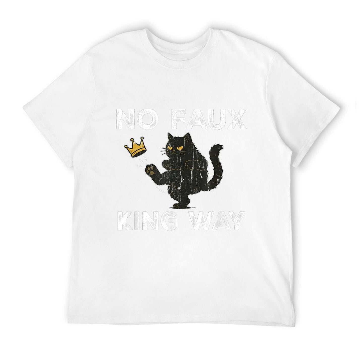 No Faux King Way, No Kings In America, Funny Black Cat  Cotton T-Shirt
